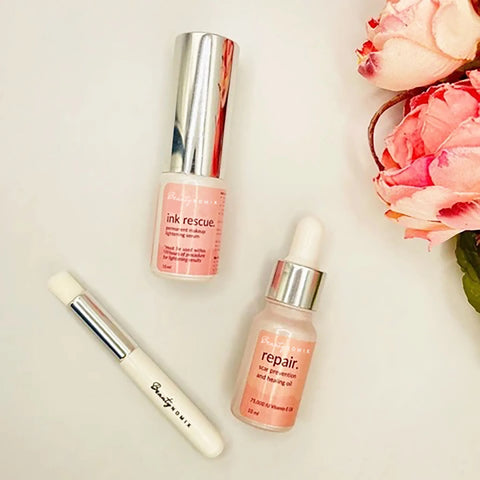 BeautyNomix Ink Rescue Kit for at-home tattoo and microblading removal, featuring easy-to-use application tools.