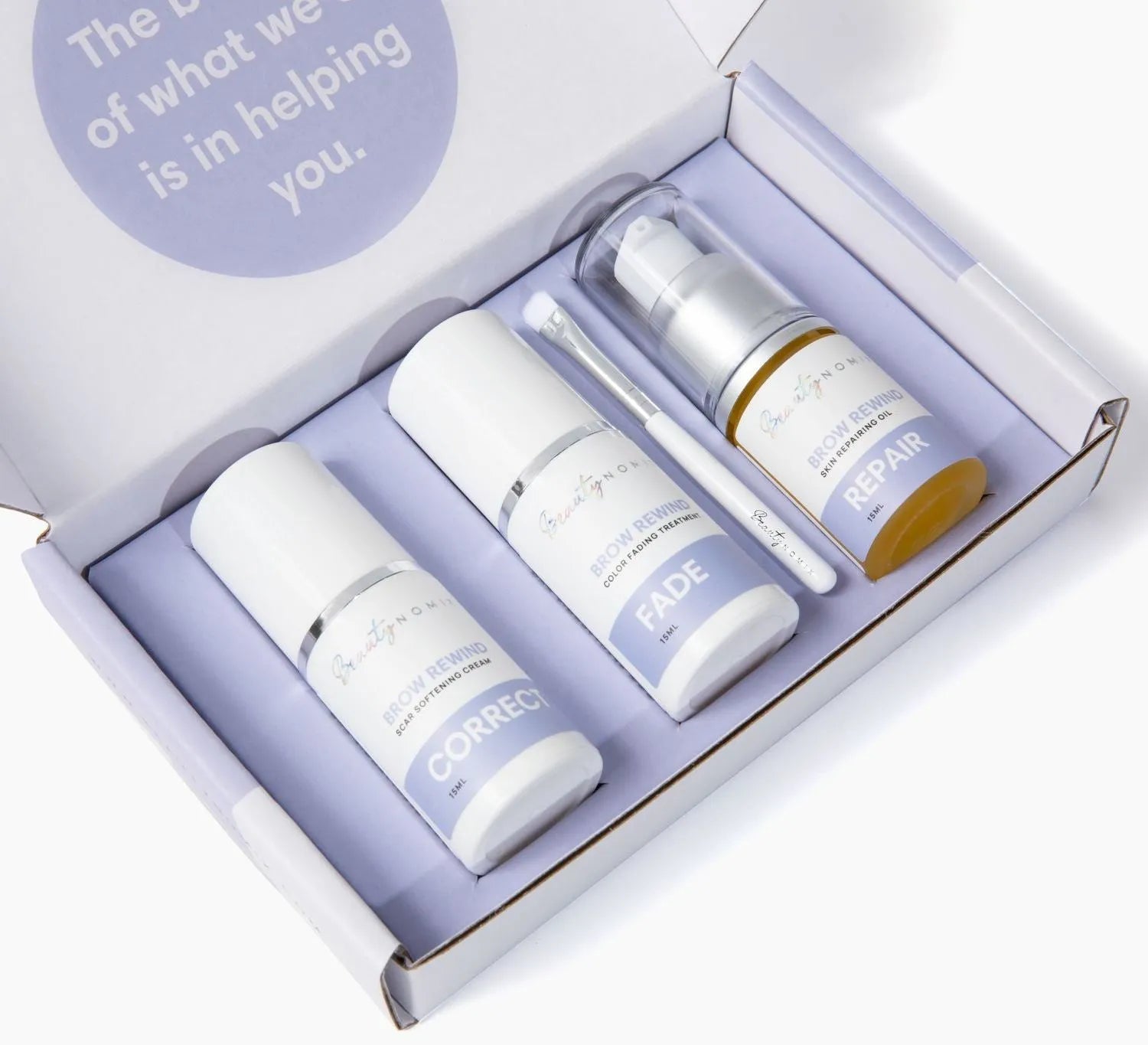 BROW REWIND microblading removal kit by BeautyNomix for fading and correcting eyebrow tattoos at home