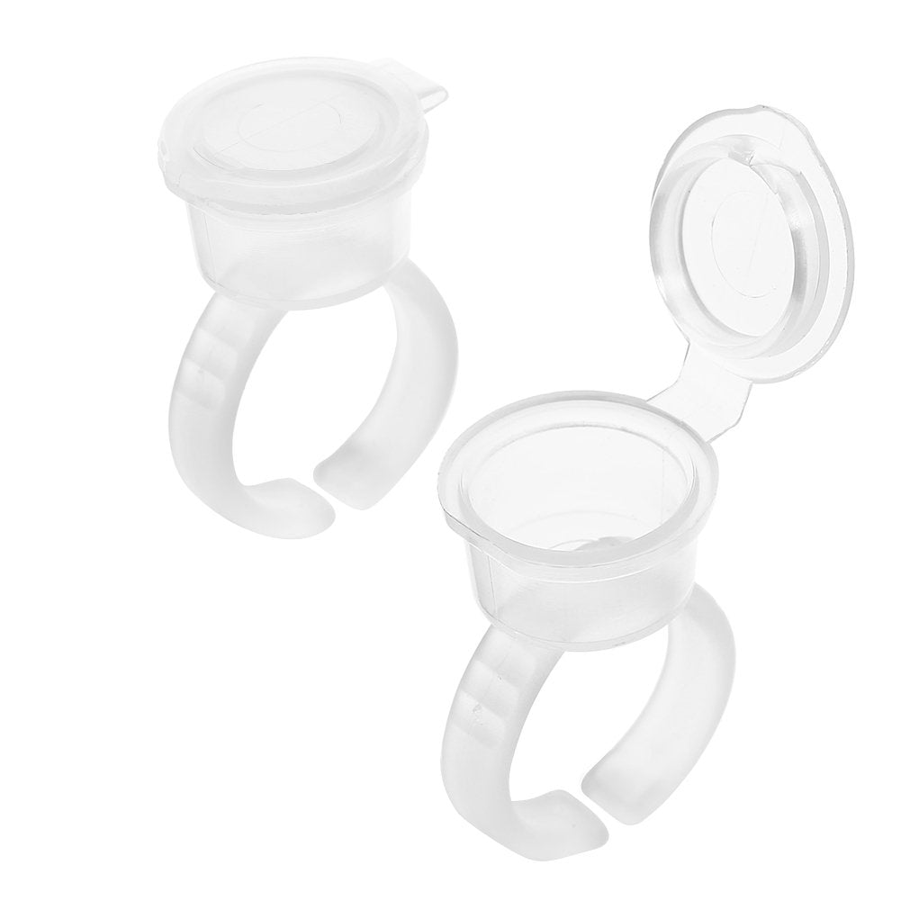 Clear plastic tattoo ink cups ring wells with cap, 50 pack by BeautyNomix