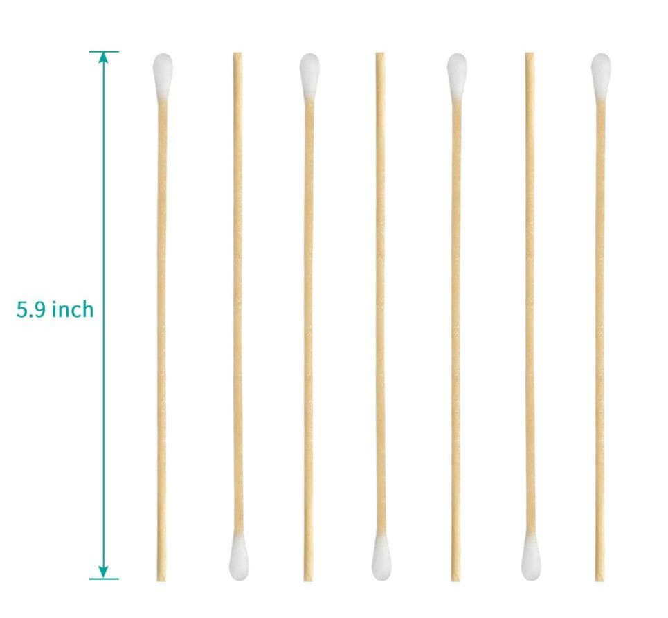 BeautyNomix long wooden cotton swabs, 6 inches, 175 pieces, eco-friendly design