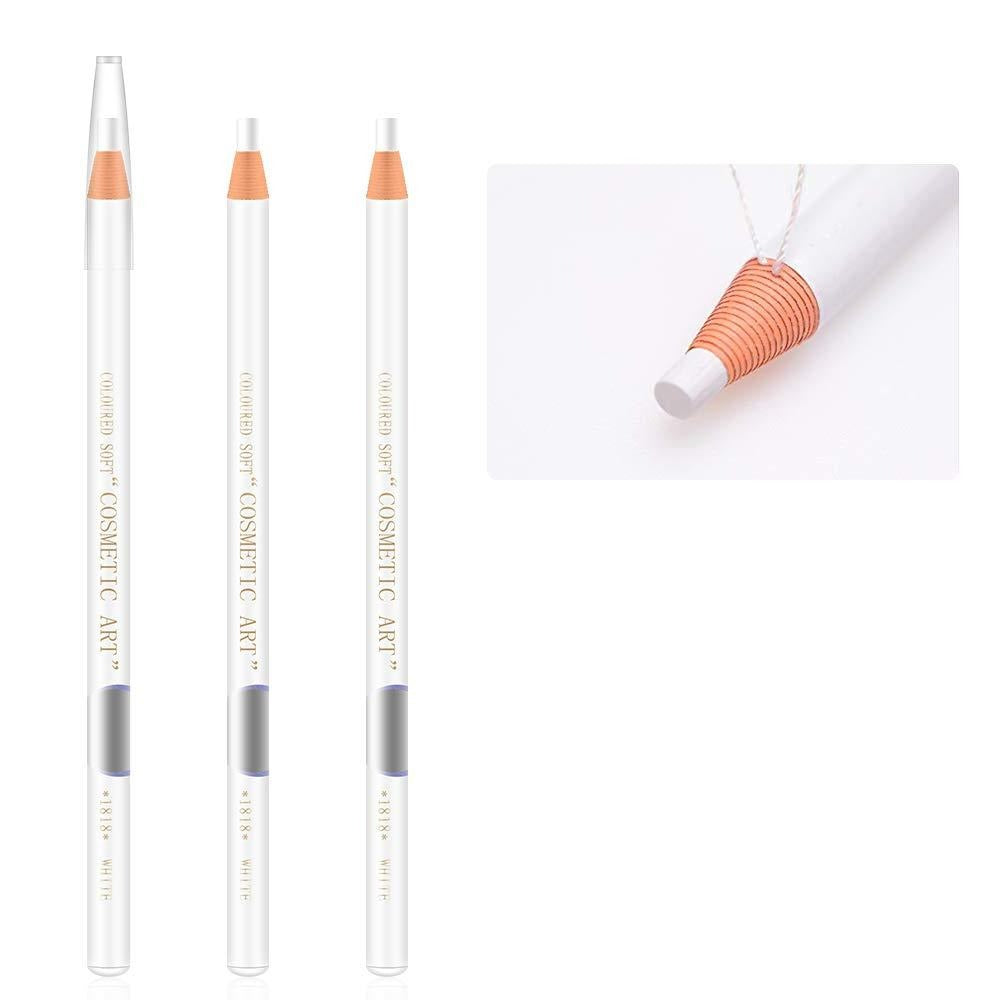White waterproof eyebrow pencils in a pack of 3 by Cosmetic Art, ideal for microblading and defining brows.