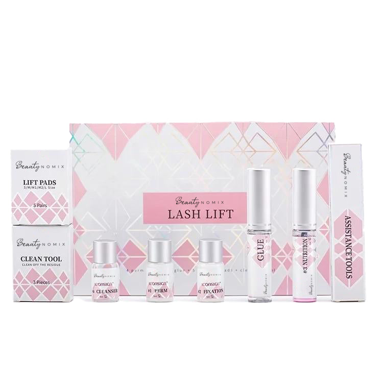DIY Lash Lift Kit by BeautyNomix with tools and solutions for at-home eyelash perming