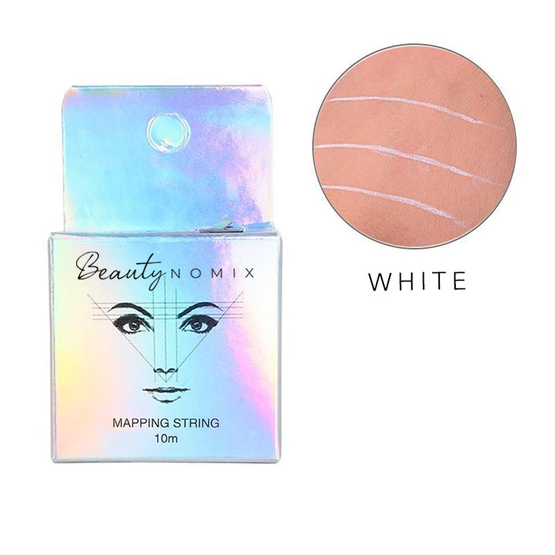 Pre-inked black and white eyebrow mapping string by BeautyNomix for precise brow shaping
