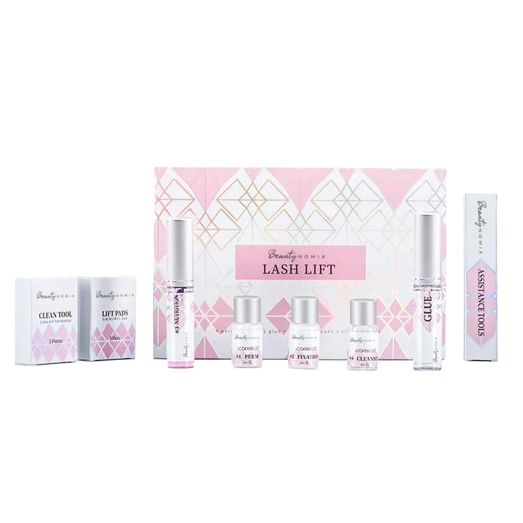 DIY Lash Lift Kit by BeautyNomix with tools and solutions for at-home eyelash perming