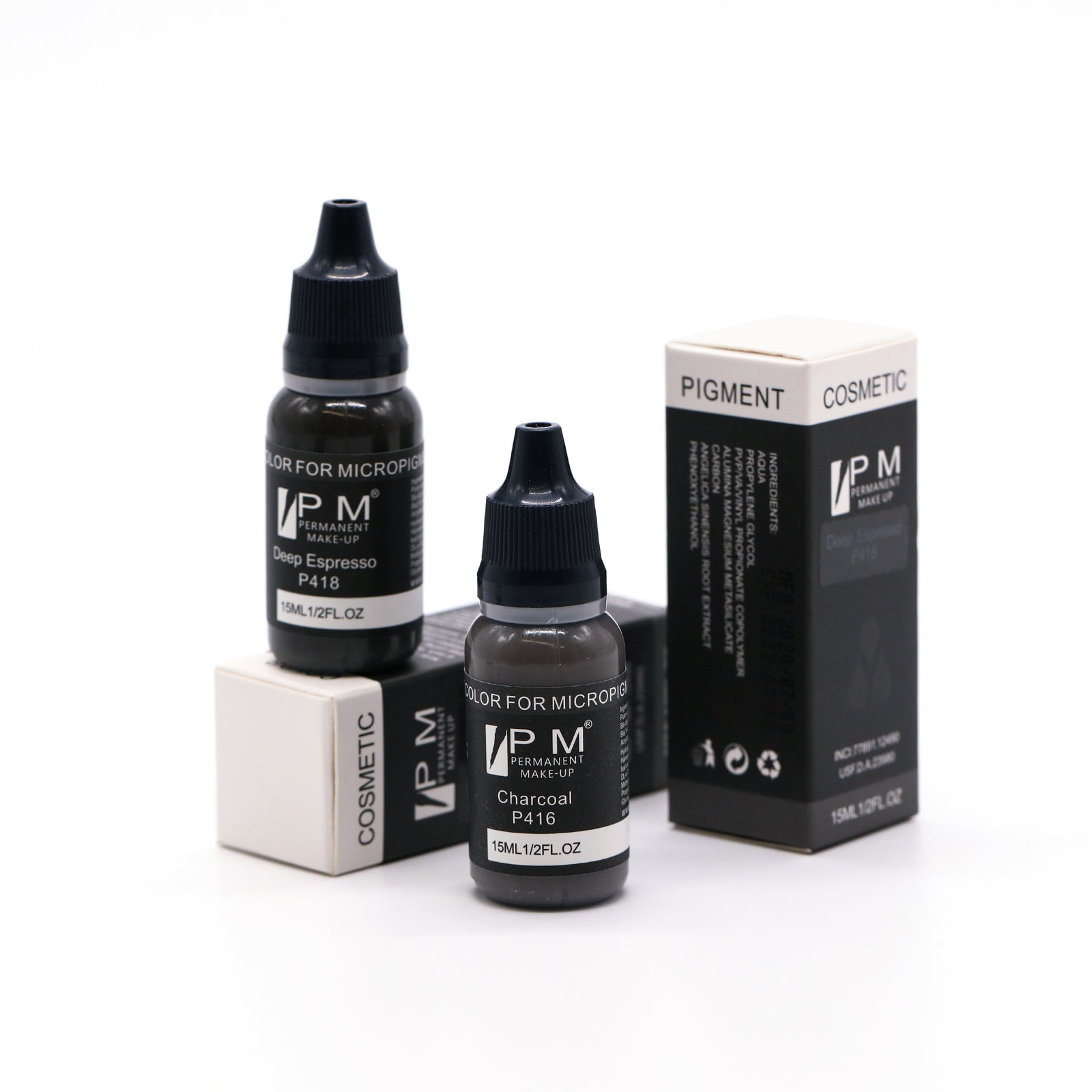 PM permanent makeup eyeliner pigment in 15ml black bottle