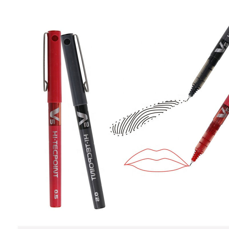 Set of five smudge-proof brow mapping pens in red, ideal for precise eyebrow measurement, by PILOT.
