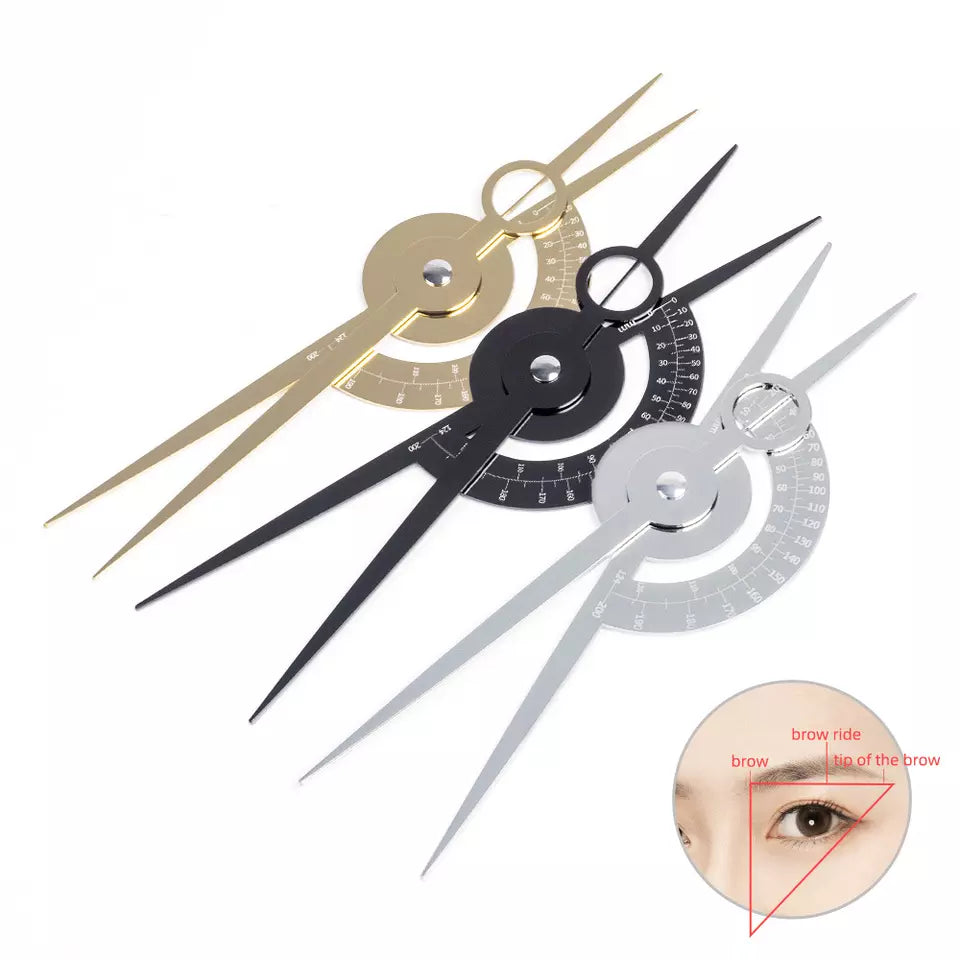Eyebrow Measurement Assistant Caliper - Lightweight Stainless Steel, Adjustable (Available in Gold, Silver & Black)