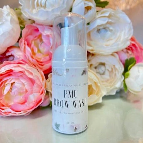 BEAUTYNOMIX PMU Brow Wash Gentle Foaming Cleanser bottle with pump for tattoo aftercare