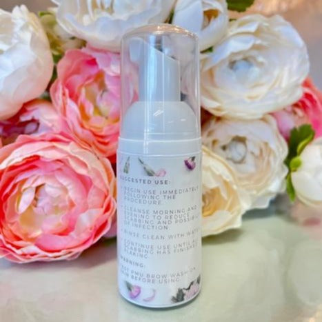BEAUTYNOMIX PMU Brow Wash Gentle Foaming Cleanser bottle with pump for tattoo aftercare