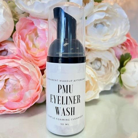 BEAUTYNOMIX PMU Eyeliner Wash Gentle Foaming Cleanser bottle with pump, designed for tattoo aftercare
