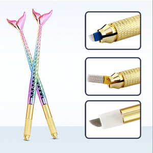 Mermaid Microblade Handle - Microblading Tool W/ Shimmering Color, Stainless Steel