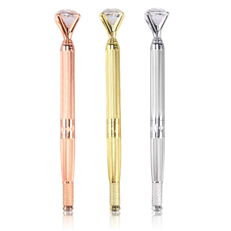 Set of 3 BeautyNomix microblading pens in gold, rose gold, and silver with fine tips for precise eyebrow shaping.