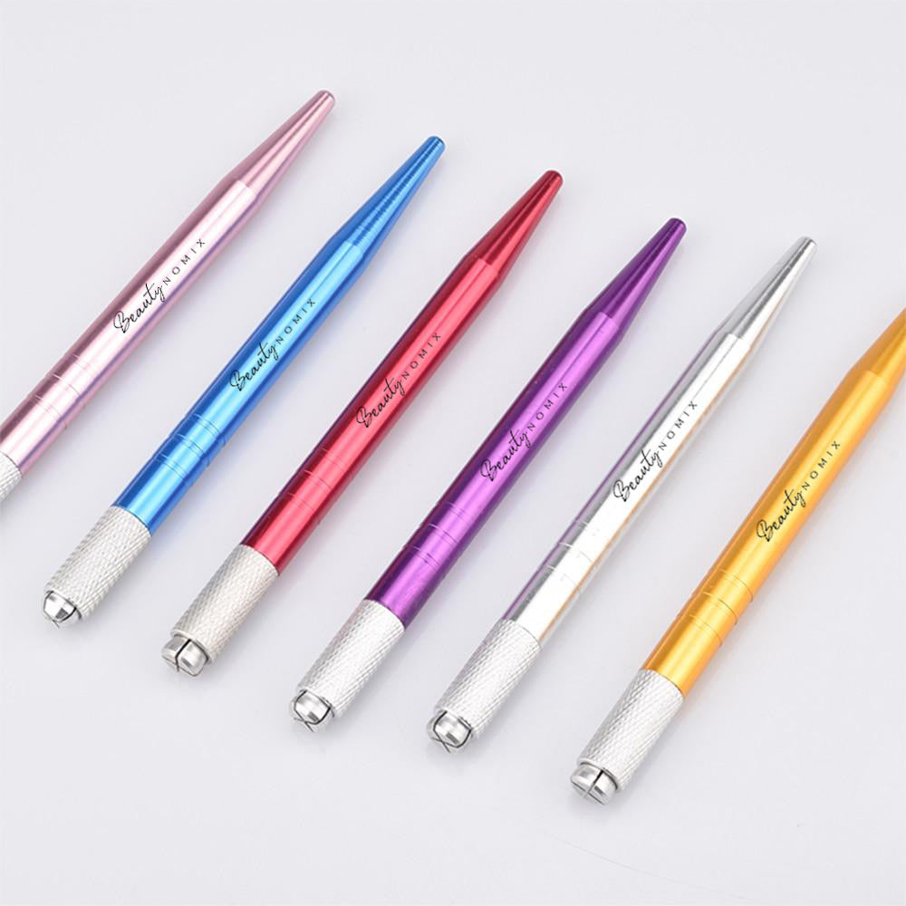 Set of 10 lightweight aluminum microblading pens in mixed colors by BeautyNomix