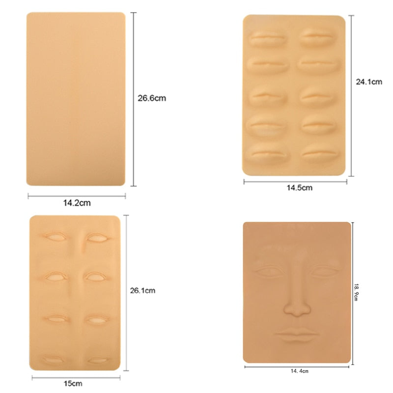 3D soft silicone microblading practice skins in full face, eyes & brows, and lips by BeautyNomix