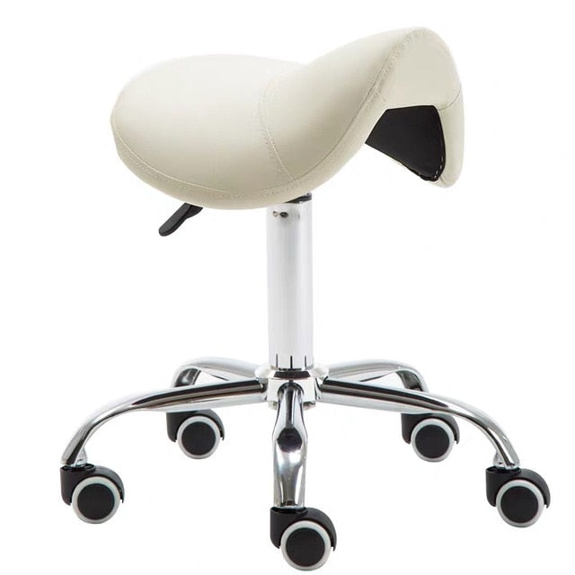 BeautyNomix saddle seat salon chair in black, designed for estheticians with a sleek, modern style.