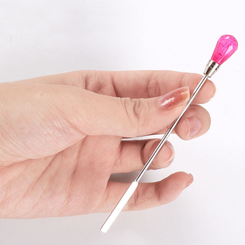 Stainless steel pigment mixer stirring rods with colored jewel ends, 3 pack by BeautyNomix