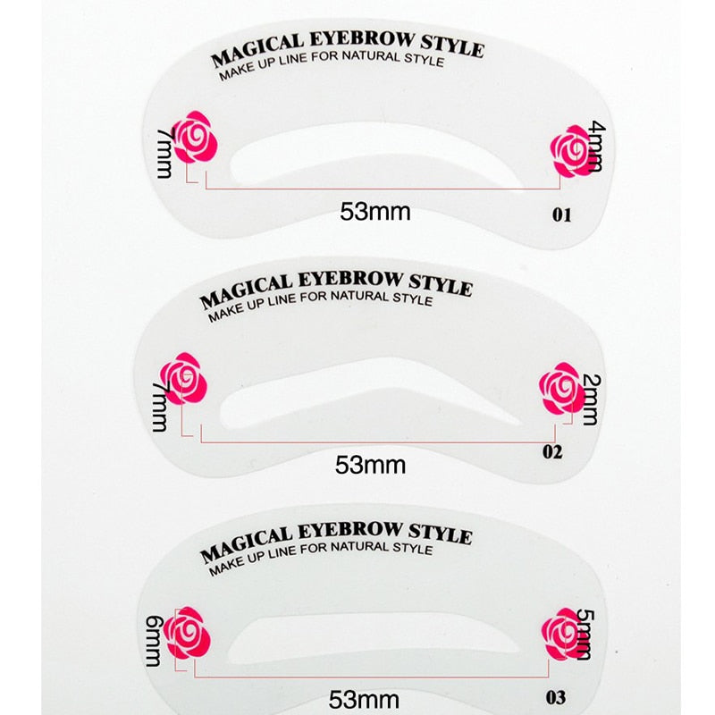 BeautyNomix eyebrow stencils set with 24 reusable shape styles for precise eyebrow shaping
